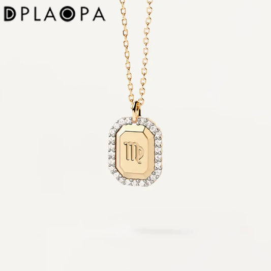 DPLAOPA 925 Sterling Silver Zodiacs Aries Gemini 12 Pendant Long Chain Necklace Fine Jewelry Choker Months Girls Birthday Gift