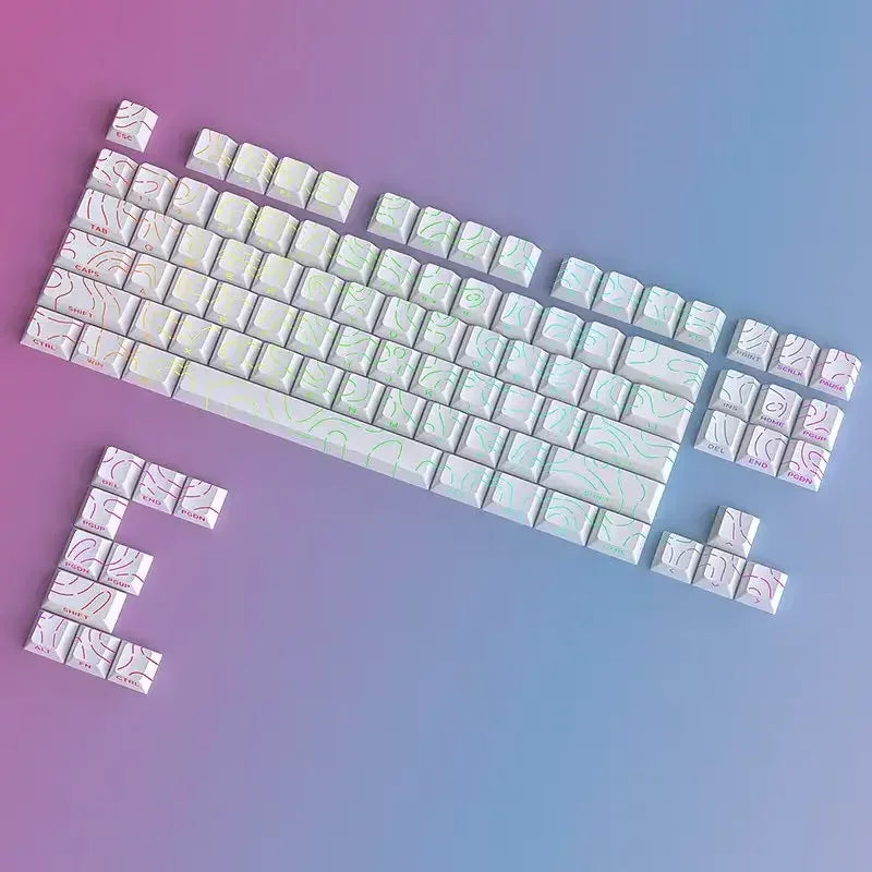 Contour 4.0 Side Engraved Keycap PBT Translucent 97 Key Gaming Mechanical Keyboard Key Cap White For Magnetic Switch