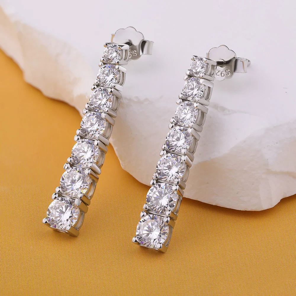 FEOBUR 2.8CT Full Moissanite Drop Earrings for Women Original 925 Sterling Silver Tassel Dangle Earrings Bridal Wedding Jewelry