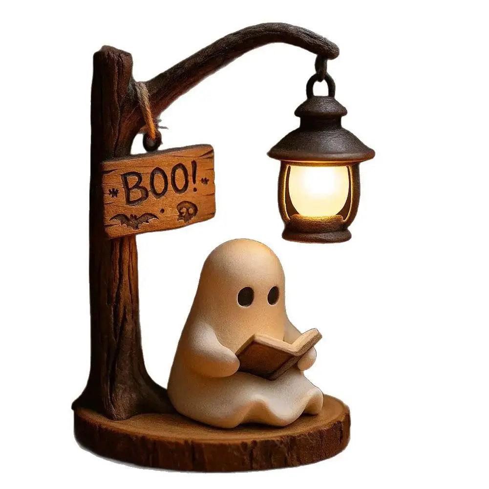 Cute Ghost Reading Light 3D Resin Ghost Desktop Night Light Ornament Warm And Glowing Halloween Home Interior Decoration