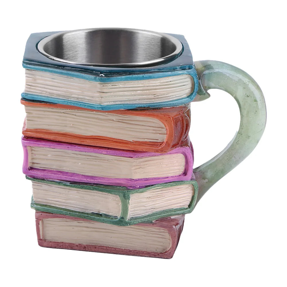 3D Painted Book Mug Wear Resist Unique Handmade Drink Cup Multi-Purpose Novelty Water Mug for Beer Wine Juice Tea Coffee