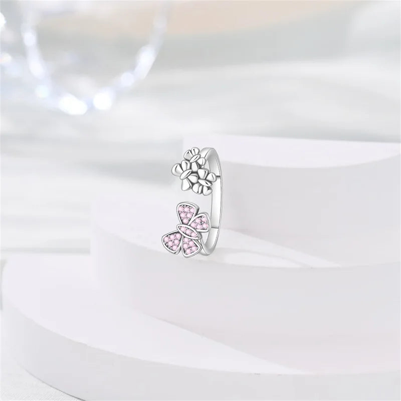 New 925 Sterling Silver Open Ring Hollow Rose Infinite Love Simple Ring Women Wedding Engagement Party Jewelry Gift