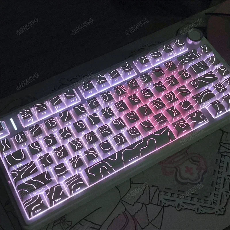 Contour 4.0 Side Engraved Keycap PBT Translucent 97 Key Gaming Mechanical Keyboard Key Cap White For Magnetic Switch
