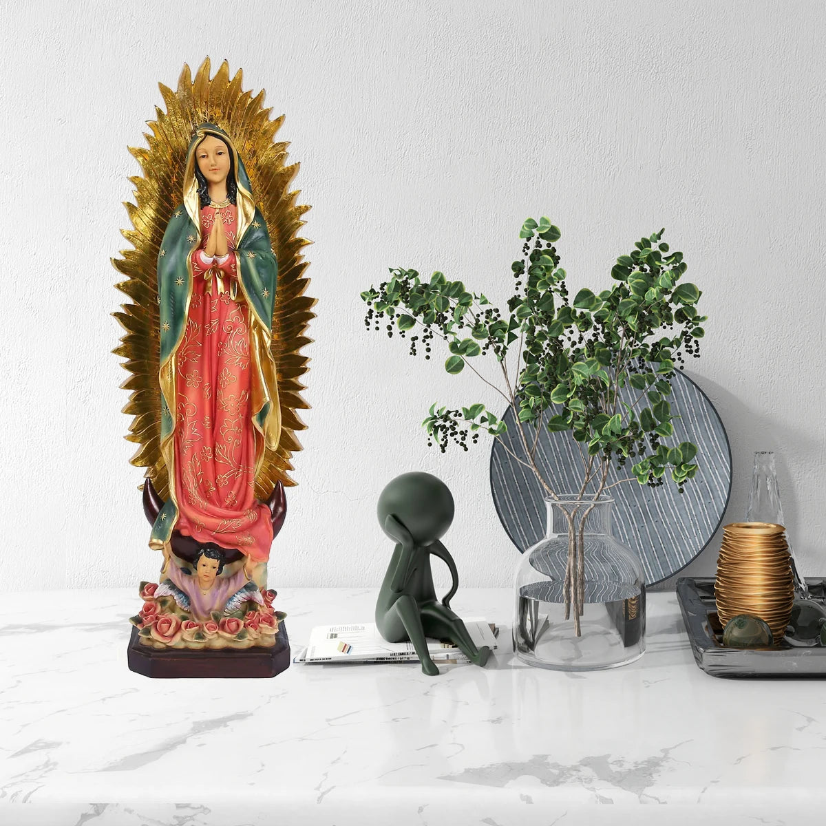 1PC 8 inch our lady of virgin mary statues Guadalupe Resin sculpture Ideal Gift for Religious Indoor Decoration