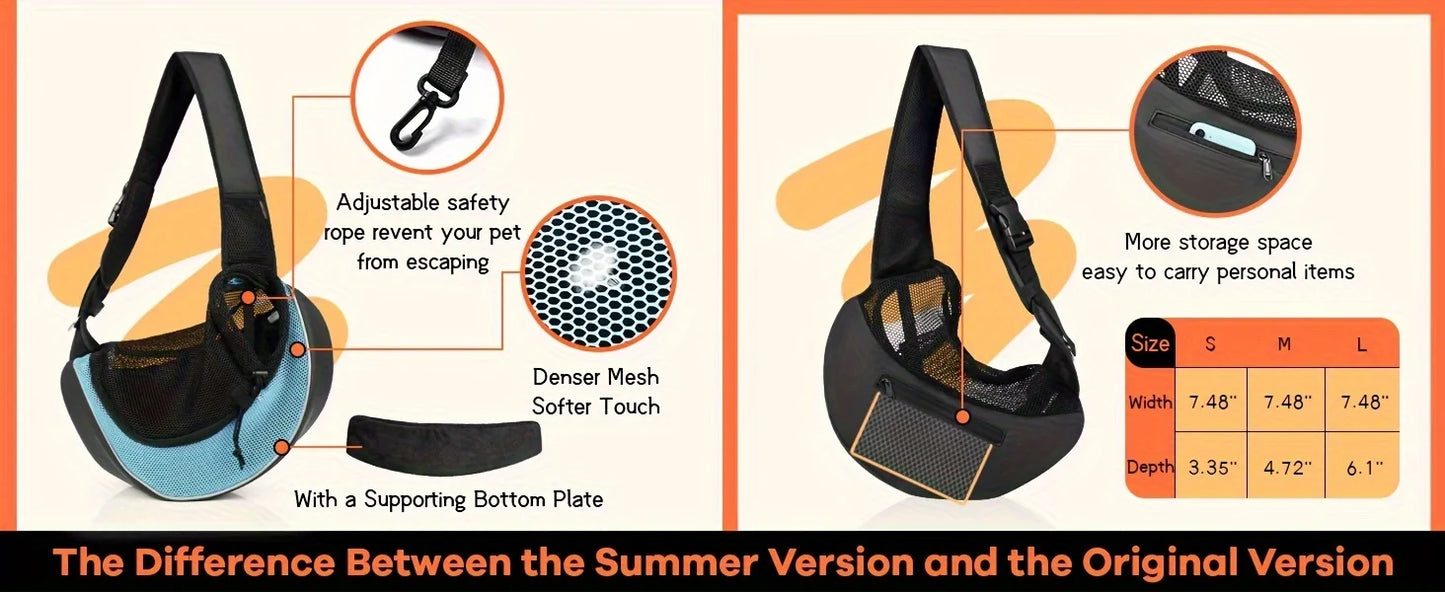 Portable Mesh Breathable Pet Shoulder Bag, Crossbody Cat and Dog Luggage, Small Chest Backpack for Travel and Walking