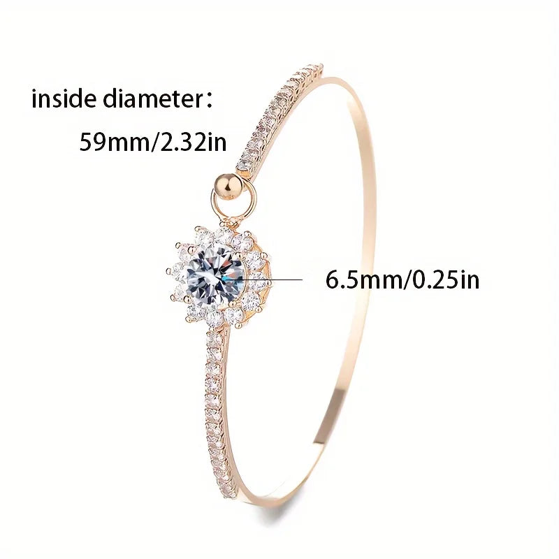 1pc s925 Silver Inlaid 6.5mm Moissanite Small and Delicate Sunflower Bracelet for Men and Women