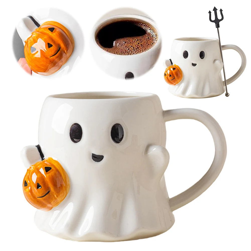 Halloween Ghost Coffee Mug Cute Cartoon Ghost Mug Ghost Shaped Mug Halloween Novelty Gift for Your Loved Ones