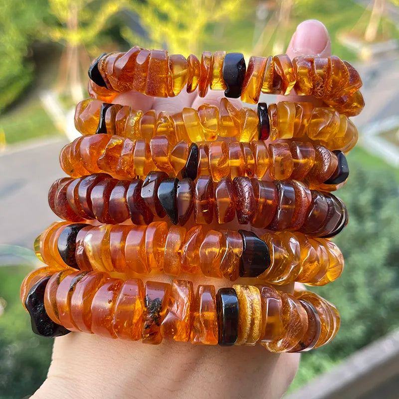Big Natural Amber Bracelet for Unisex Gift Irregular New Unique 100% Genuine Ambre Diy Beads Healing Jewelry Supplier Wholesale