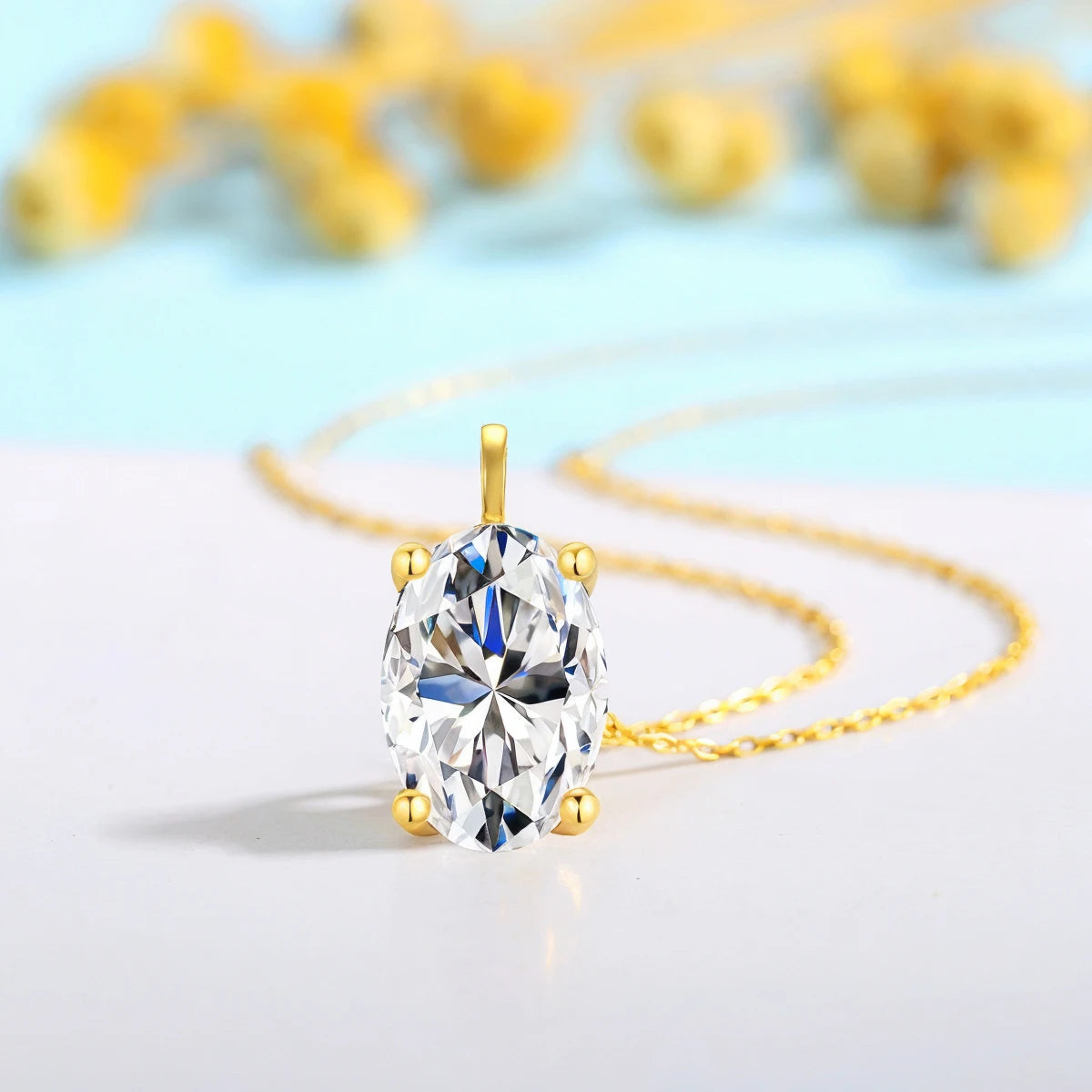 Oval Cut Moissanite Diamond Pendant 14K Gold for Women 2CT 3CT D VVS1 100% Au585 Necklaces for Anniversary Gifts Classic Jewelry