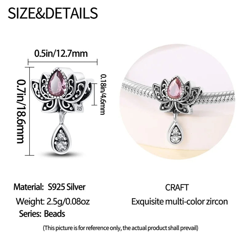 Hot Sale 925 Silver Retro Heart Shape Lotus Angel Charm Beads Fit Pandach Original DIY Bracelets Birthday Gifts Fine Jewelry