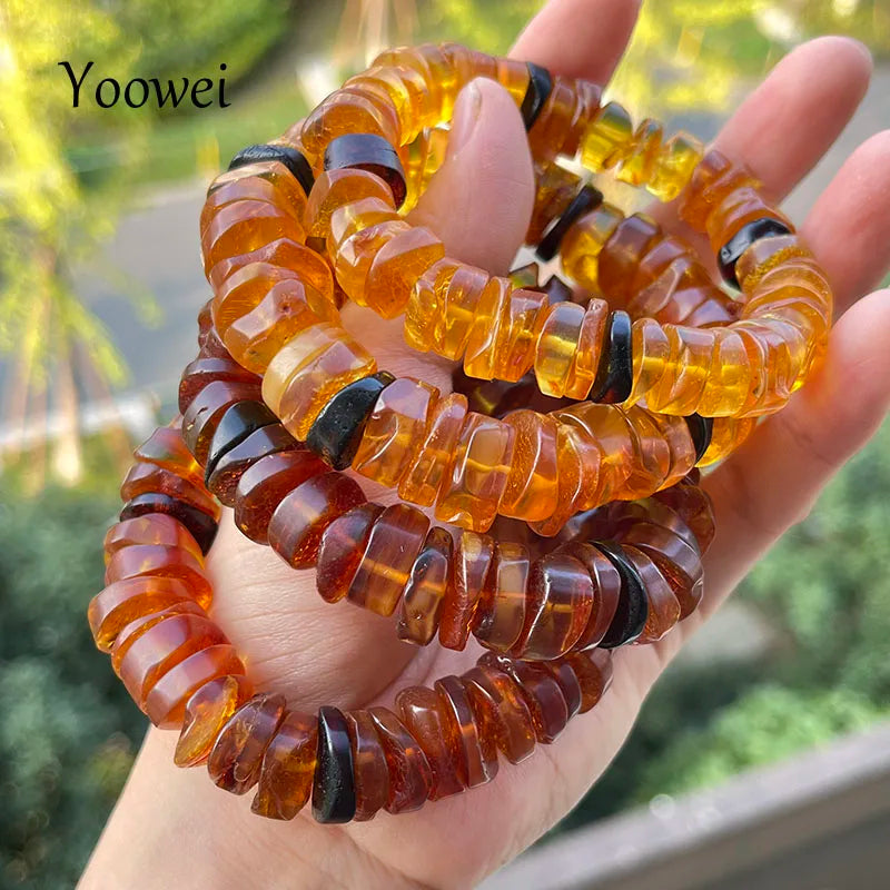 Big Natural Amber Bracelet for Unisex Gift Irregular New Unique 100% Genuine Ambre Diy Beads Healing Jewelry Supplier Wholesale
