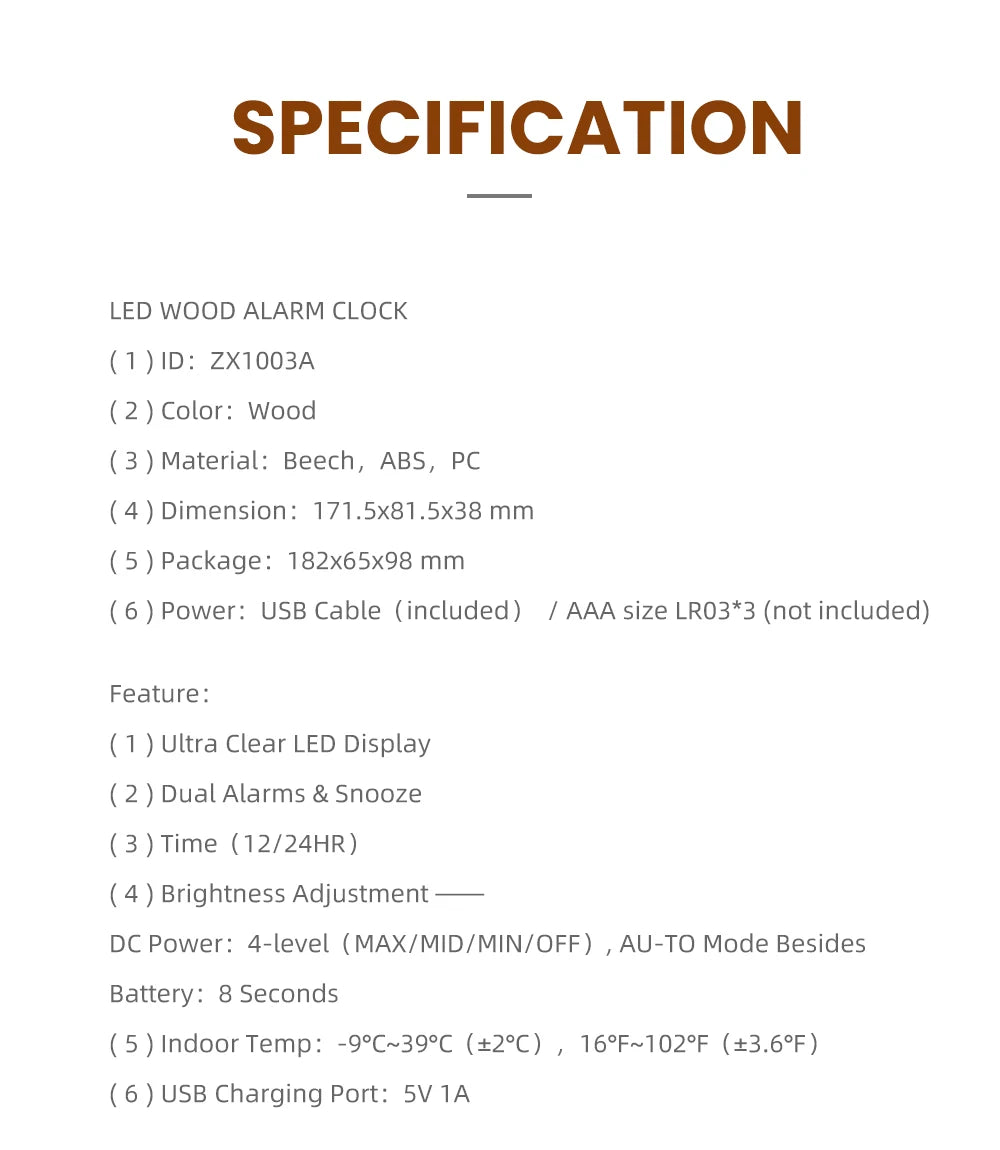 FanJu Digital Clock Alarm Snooze Table Thermometer Electronic USB charger LED Wooden Watch Living room Desk Clocks AAA Powered