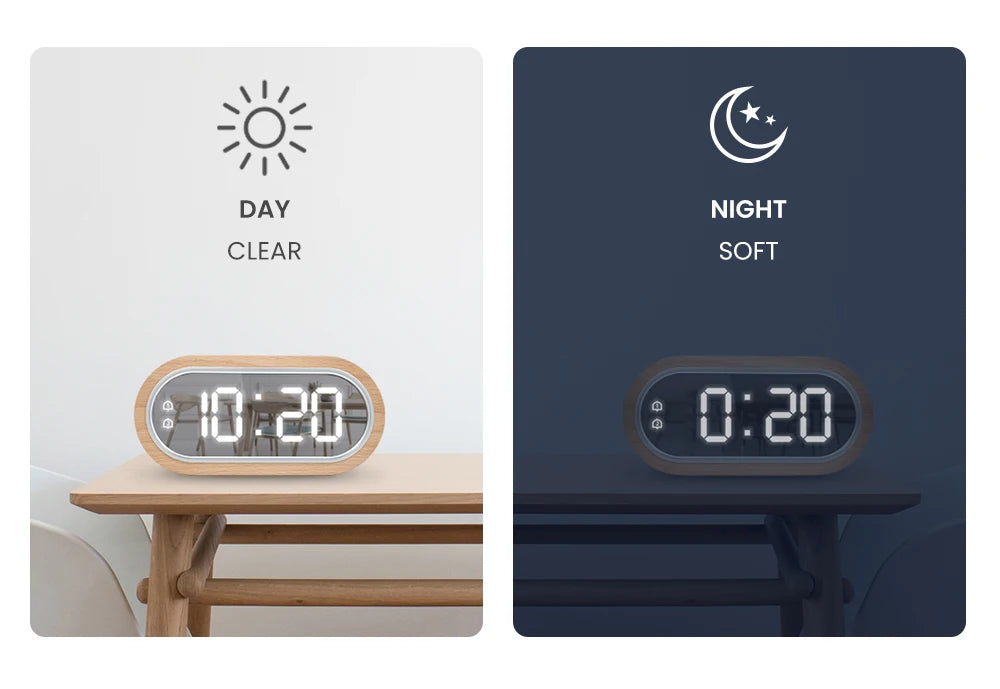 FanJu Digital Clock Alarm Snooze Table Thermometer Electronic USB charger LED Wooden Watch Living room Desk Clocks AAA Powered