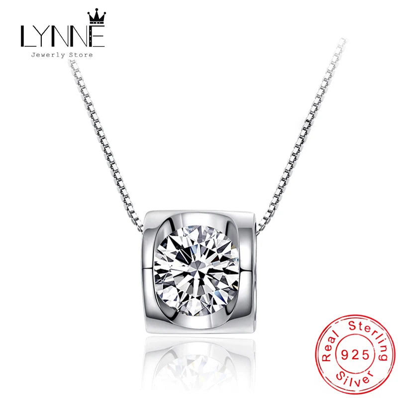 New Fashion 925 Sterling Silver Jewelry Exquisite Zircon Heart Pendant Necklaces Women&Girl Birthday Gift Collarbone Chain Neck