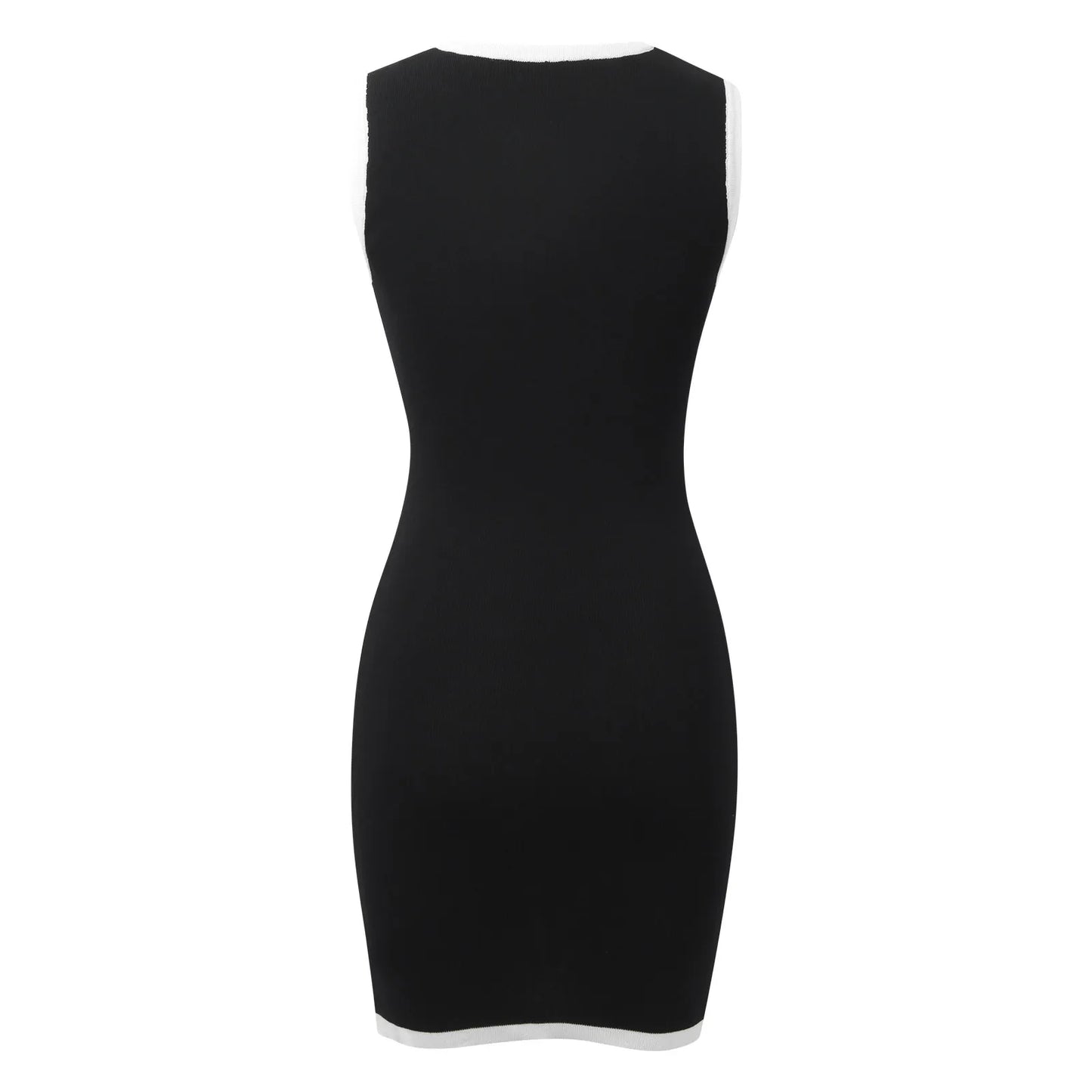 Dresses For Women 2024 Women'S Summer Sleeveless Dress Crewneck Button Color Block Bodycon Party Short