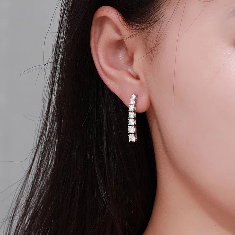 FEOBUR 2.8CT Full Moissanite Drop Earrings for Women Original 925 Sterling Silver Tassel Dangle Earrings Bridal Wedding Jewelry