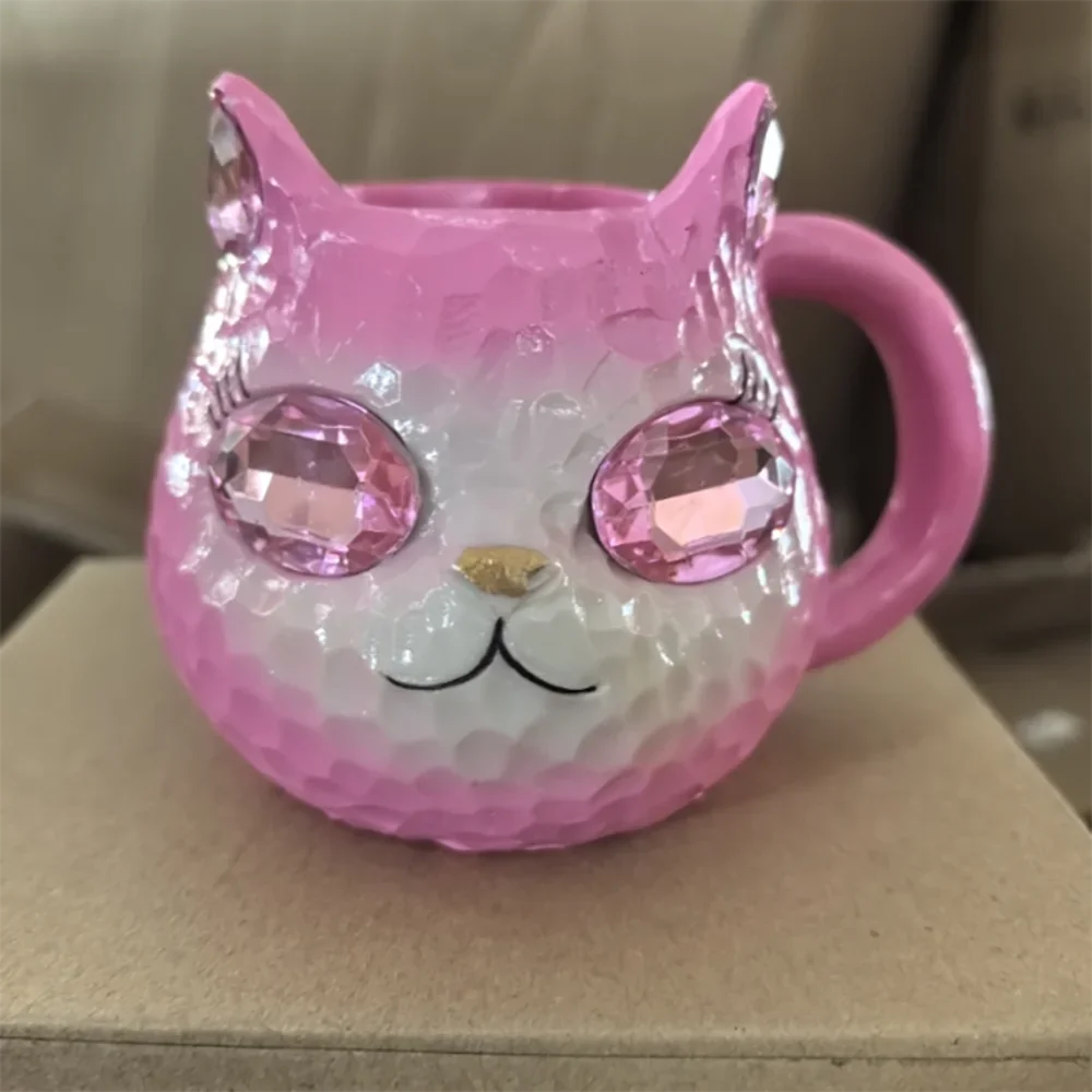 Cat Mineral Crystal Coffee Mugs Handmade Resin