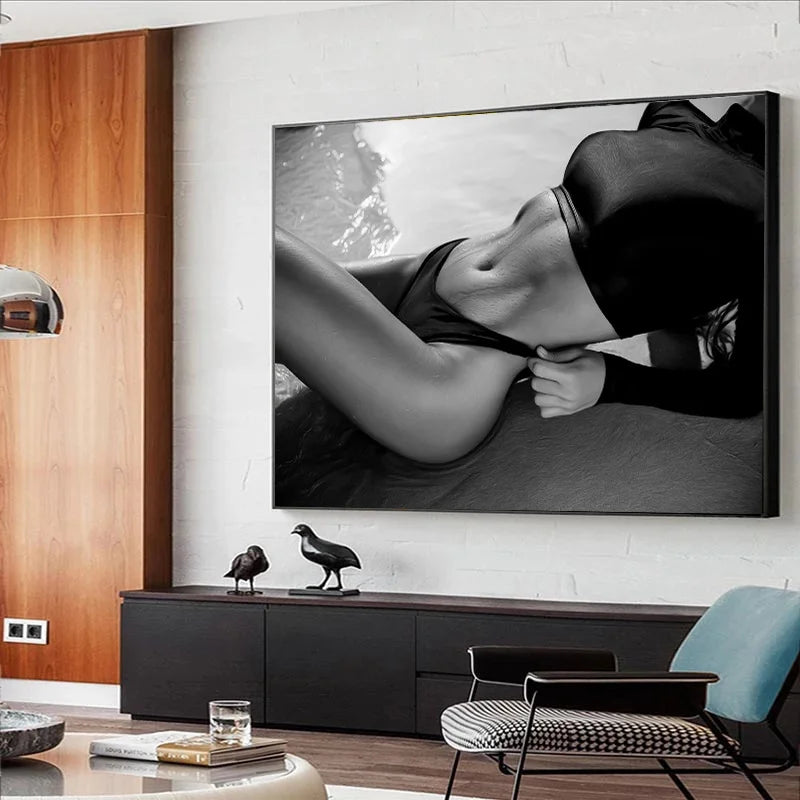 Black and White Romantic Lovers Couple Fall in Love Posters Canvas Paintings Portrait Wall Art Mural Home Bedroom Bathroom Decor