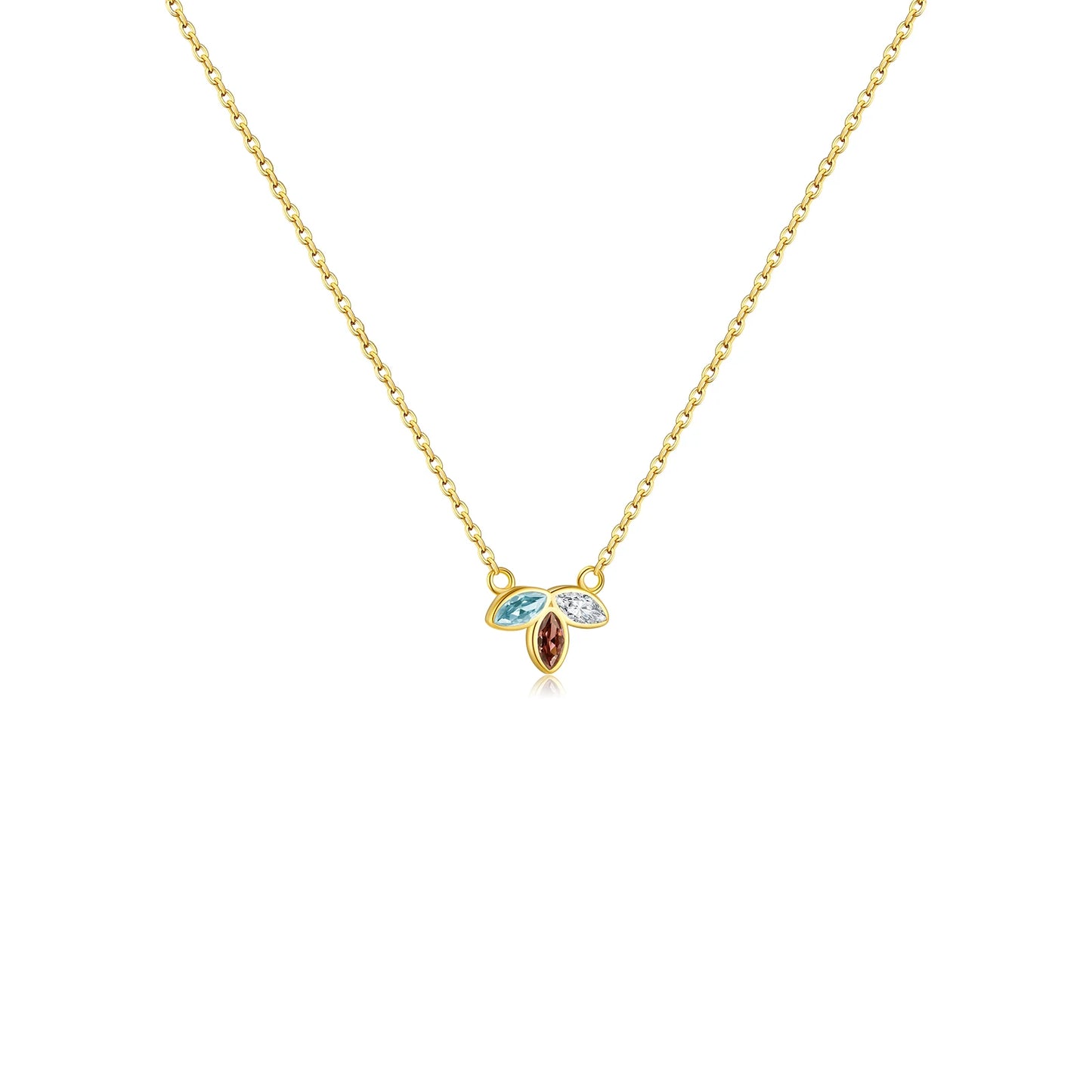 ANDYWEN 925 Sterling Silver Gold Three Zircon Queen Flower Pendant Necklace Long Choker Women Wedding Luxury FineJewelry Gift