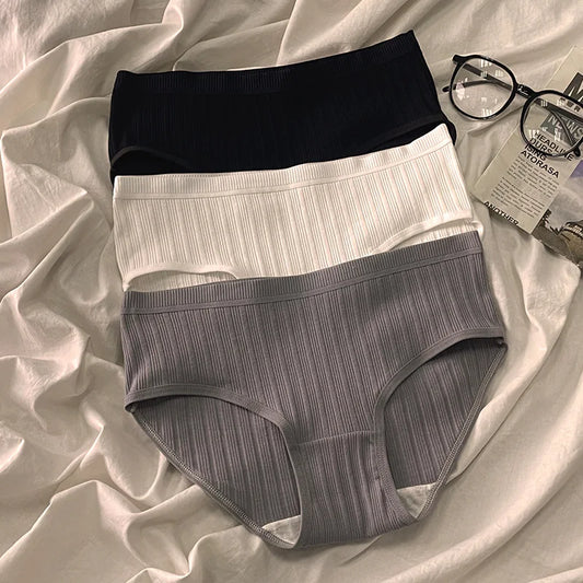 3PCS/Set Panties For Woman Underwear Solid Color Soft Cotton Briefs Girls Underpants