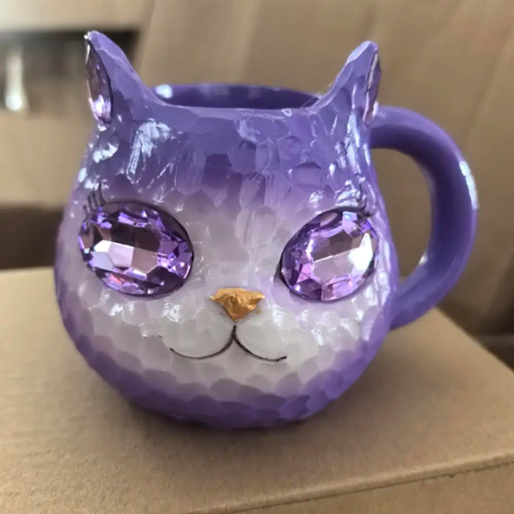 Cat Mineral Crystal Coffee Mugs Handmade Resin