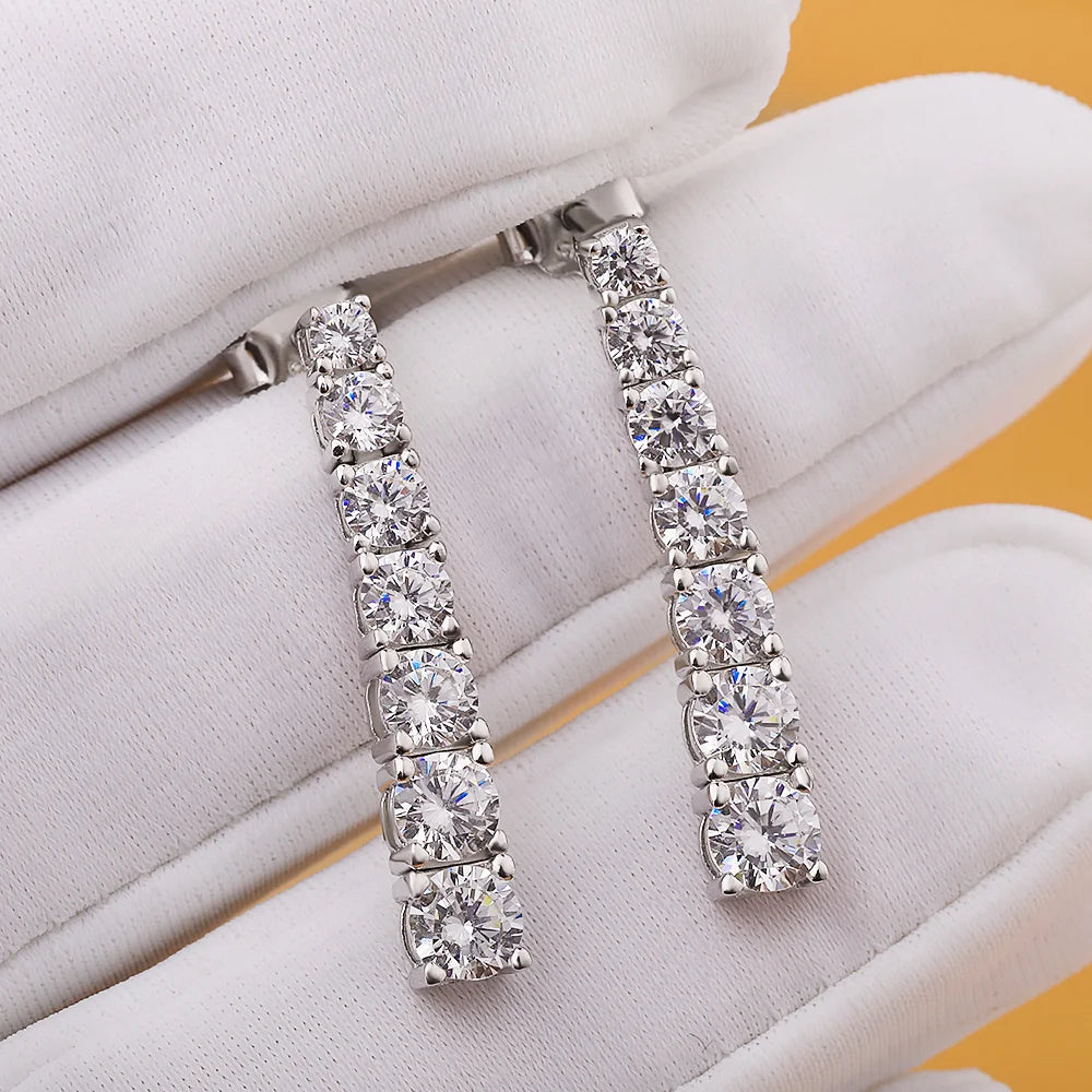 FEOBUR 2.8CT Full Moissanite Drop Earrings for Women Original 925 Sterling Silver Tassel Dangle Earrings Bridal Wedding Jewelry