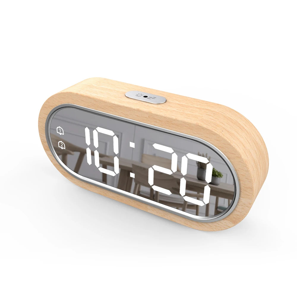 FanJu Digital Clock Alarm Snooze Table Thermometer Electronic USB charger LED Wooden Watch Living room Desk Clocks AAA Powered