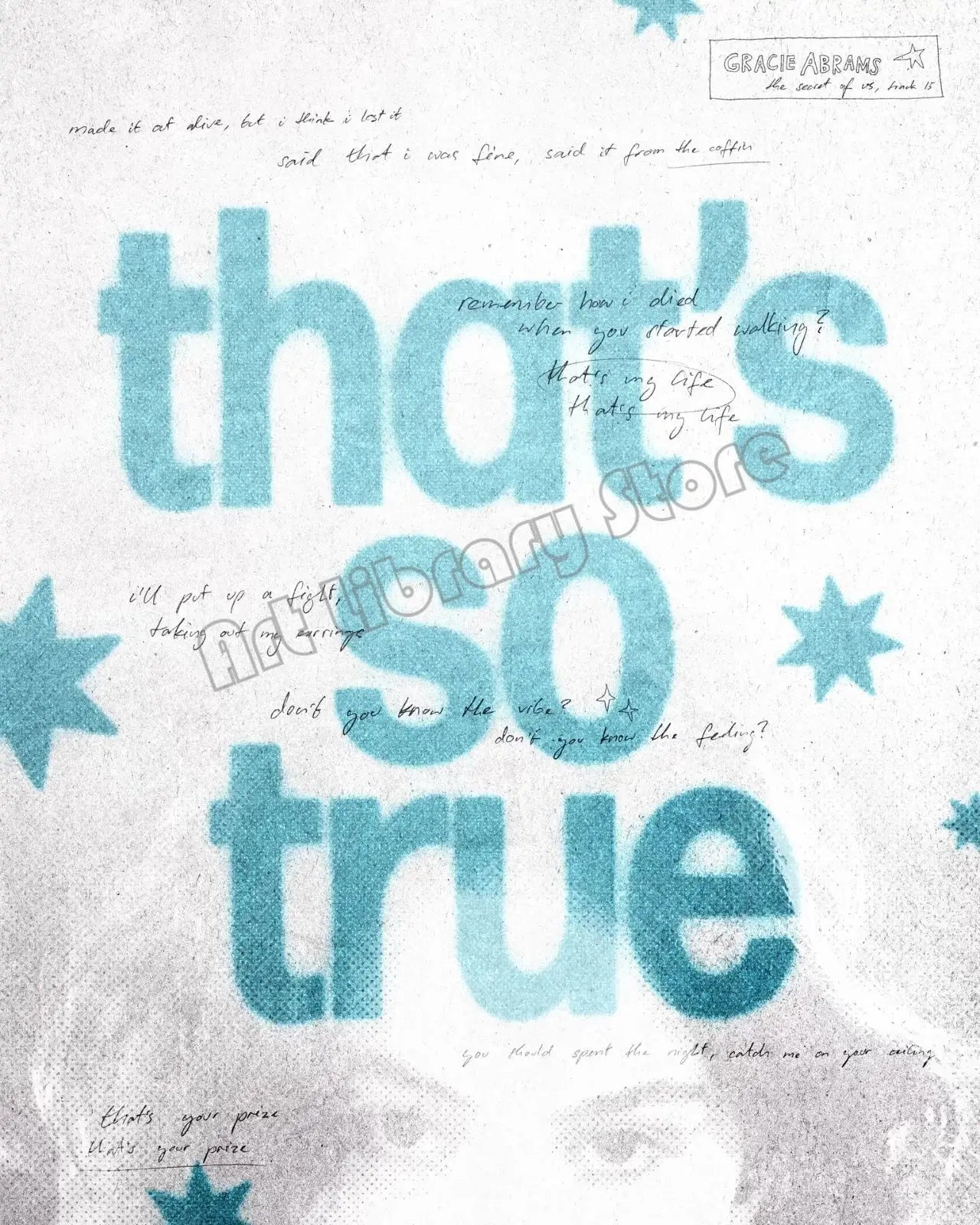 Pop Singer Gracie Abrams The Secret of Us Deluxe Classic Lyrics Inspired Poster Canvas Painting Wall Art Picture Home Decor Gift