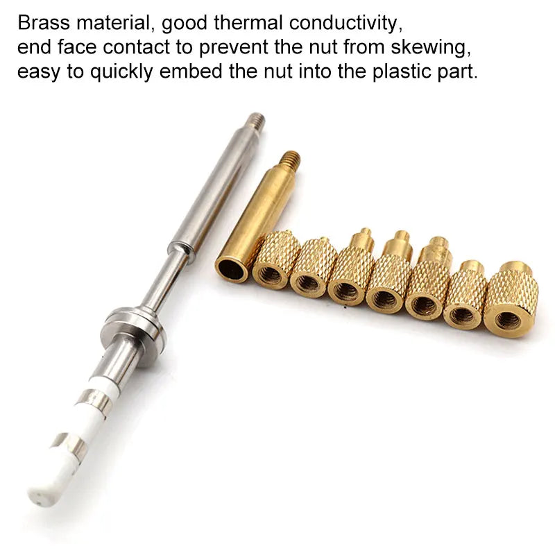 Heat Insert Nut Iron Tip TS100 TS101 Soldering Iron Tip Insert Internal Thread Head M2-M8 Brass Hot Melt Insert Nut Insertion