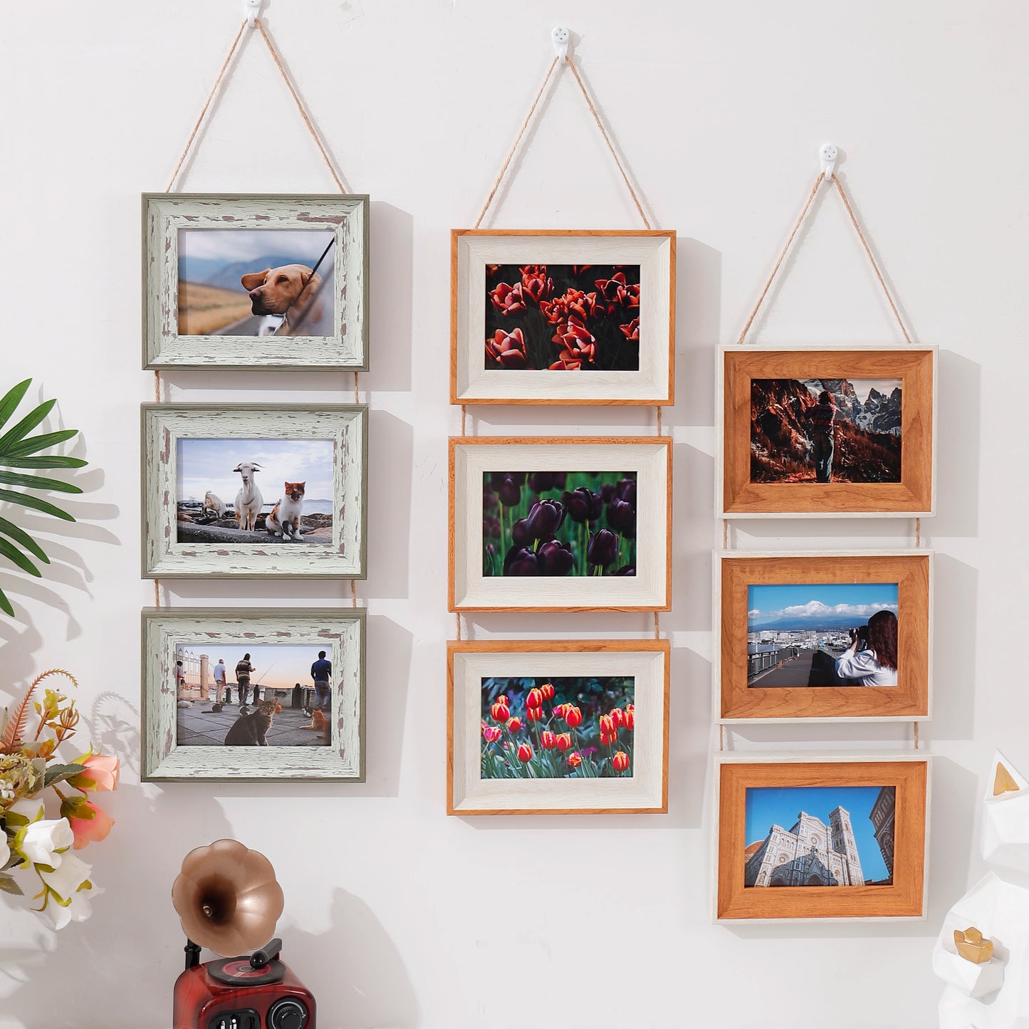 1pc triple 5 "horizontal plastic picture frame Hanging picture frame Splice frame Vertical wall decoration picture frame