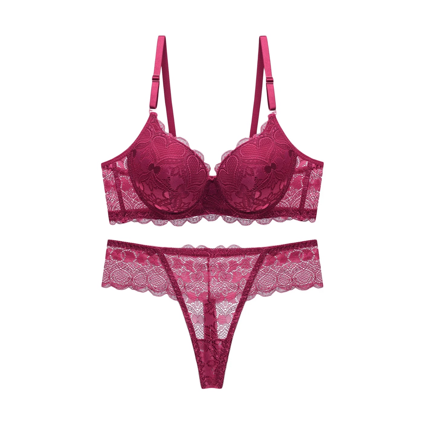 Women s Floral Lace Lingerie Set Sheer Mesh Seductive Babydoll Push up Bra and Panty 2 Pcs Set with Garter Belt