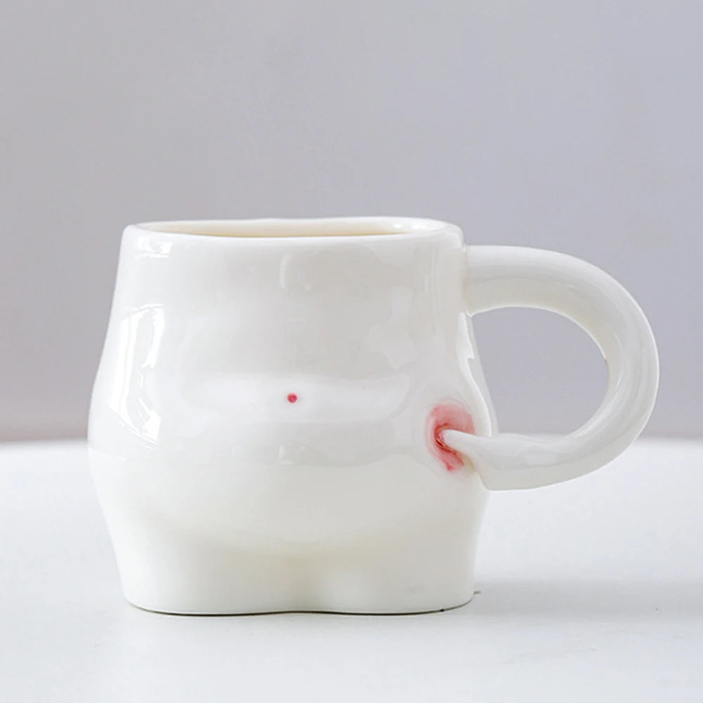 320ml Funny Coffee Mug with Hand Handle Cute Ceramic Mug Fat Belly Shaped Mug Weight Loss Encouragement Gift