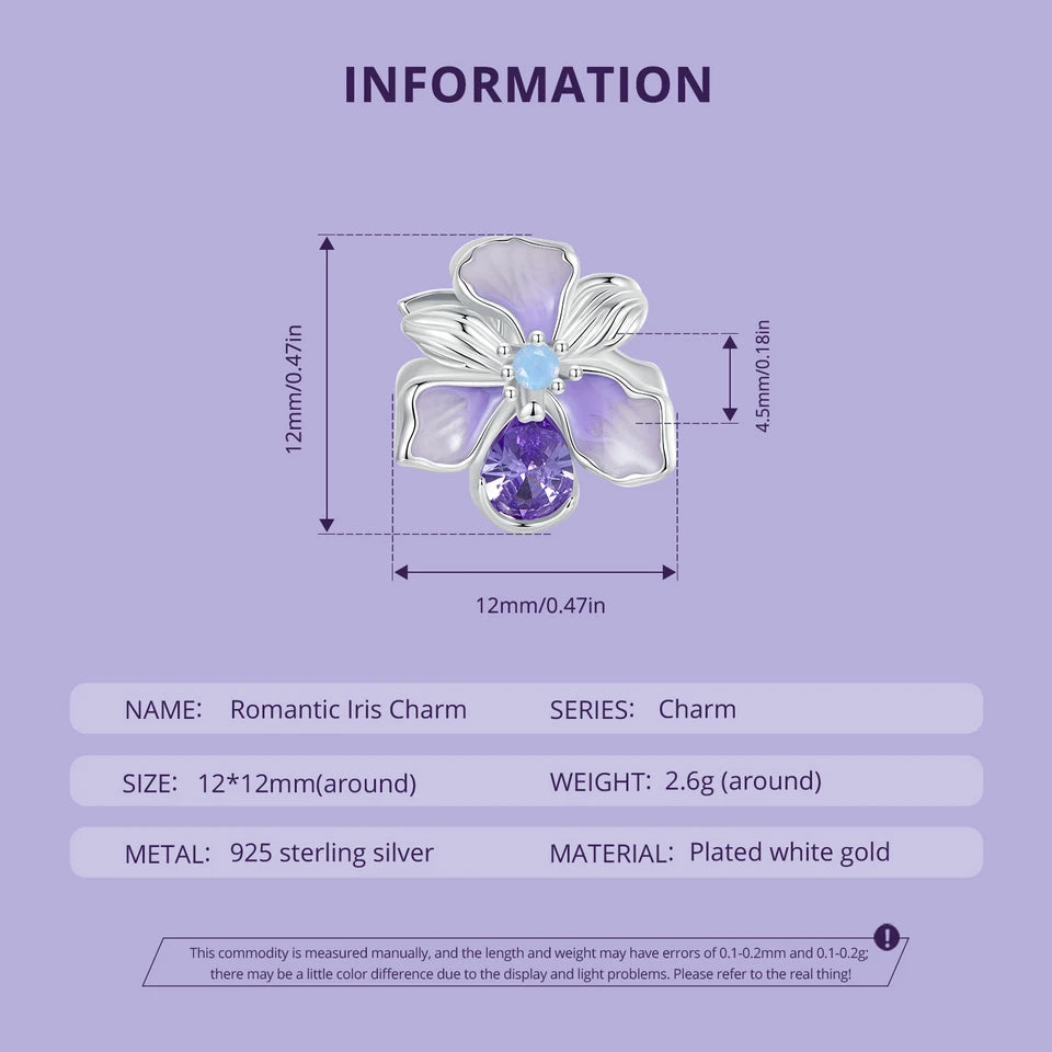 Bamoer 100% 925 Sterling Silver Romantic Crystal Butterfly Iris Charm For Women Fit Bracelet DIY Necklace Fine Jewelry Gift