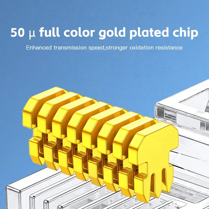 50PCs 100PCs Cat6 Connector RJ45 Connector Network Unshielded RJ45 Perforated Crystal Head Network Cable