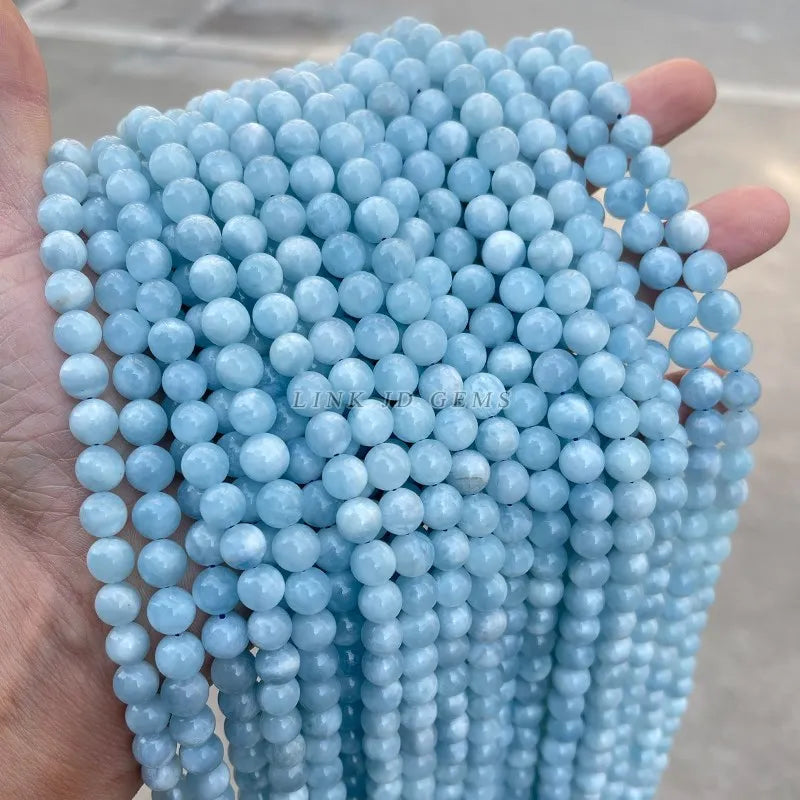 Hight Quality 7A Natural Stone Aquamarine Beads Round Spacer Loose Beads Diy Bracelet For Jewelry Making 6-12mm Pick Size 15inch