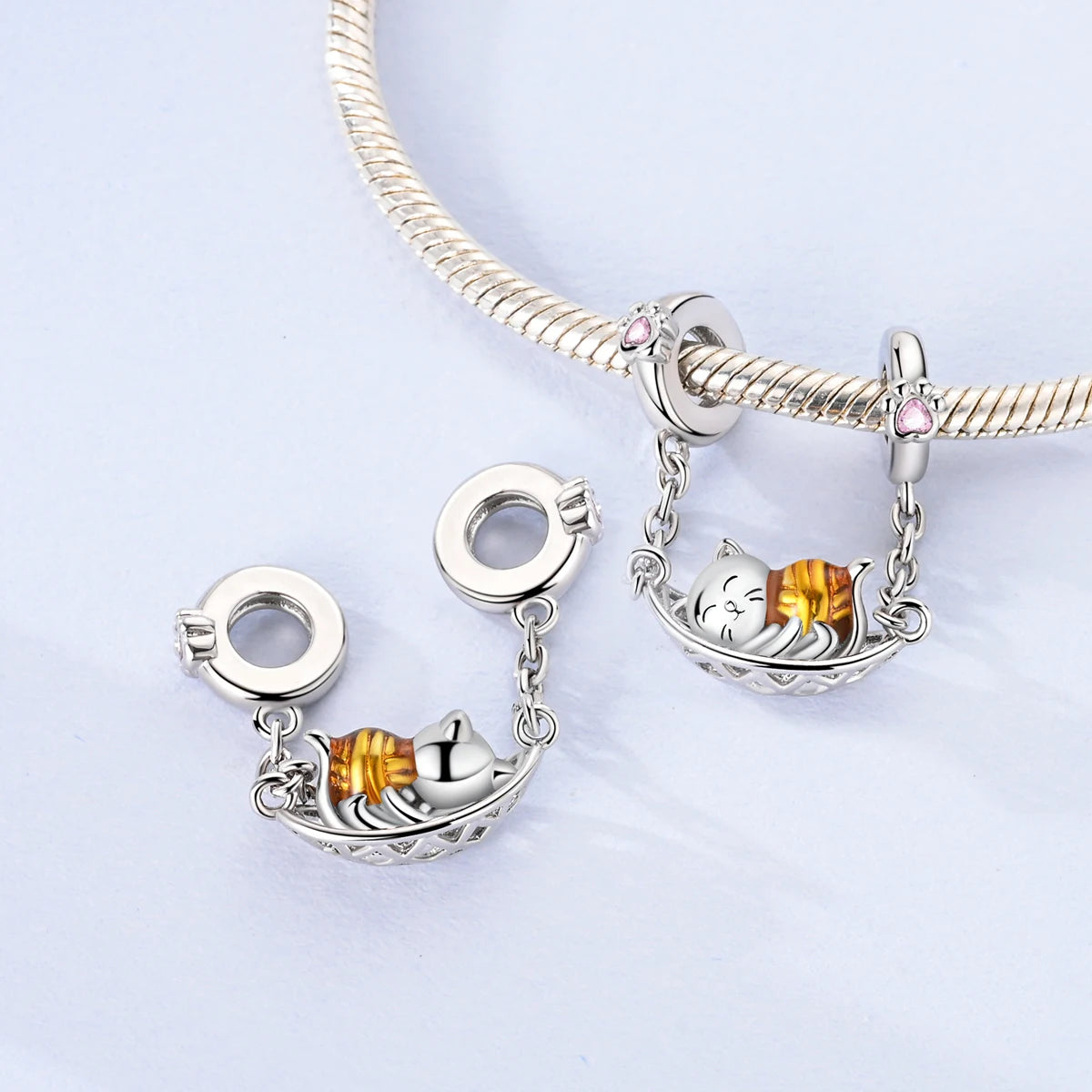 Original Charms 925 Silver Plated Bee Moon Star Pendant Fit Bracelet Making For Woman Fashion Jewelry