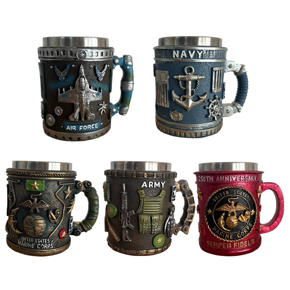 5 Styles American Commemorative Mug Decorative 3D Relief Design 250th Anniversary Mug Marine Corps Mug for Veterans
