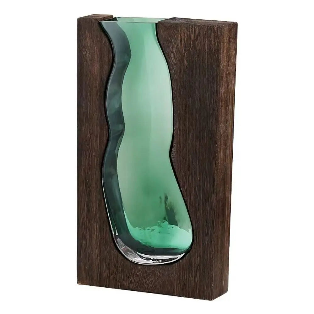 Flower Arrangement Bottle Wooden Glass Vase Creative Modern Hydroponic Flower Holder Exquisite Transparent Flower Pot Homestay