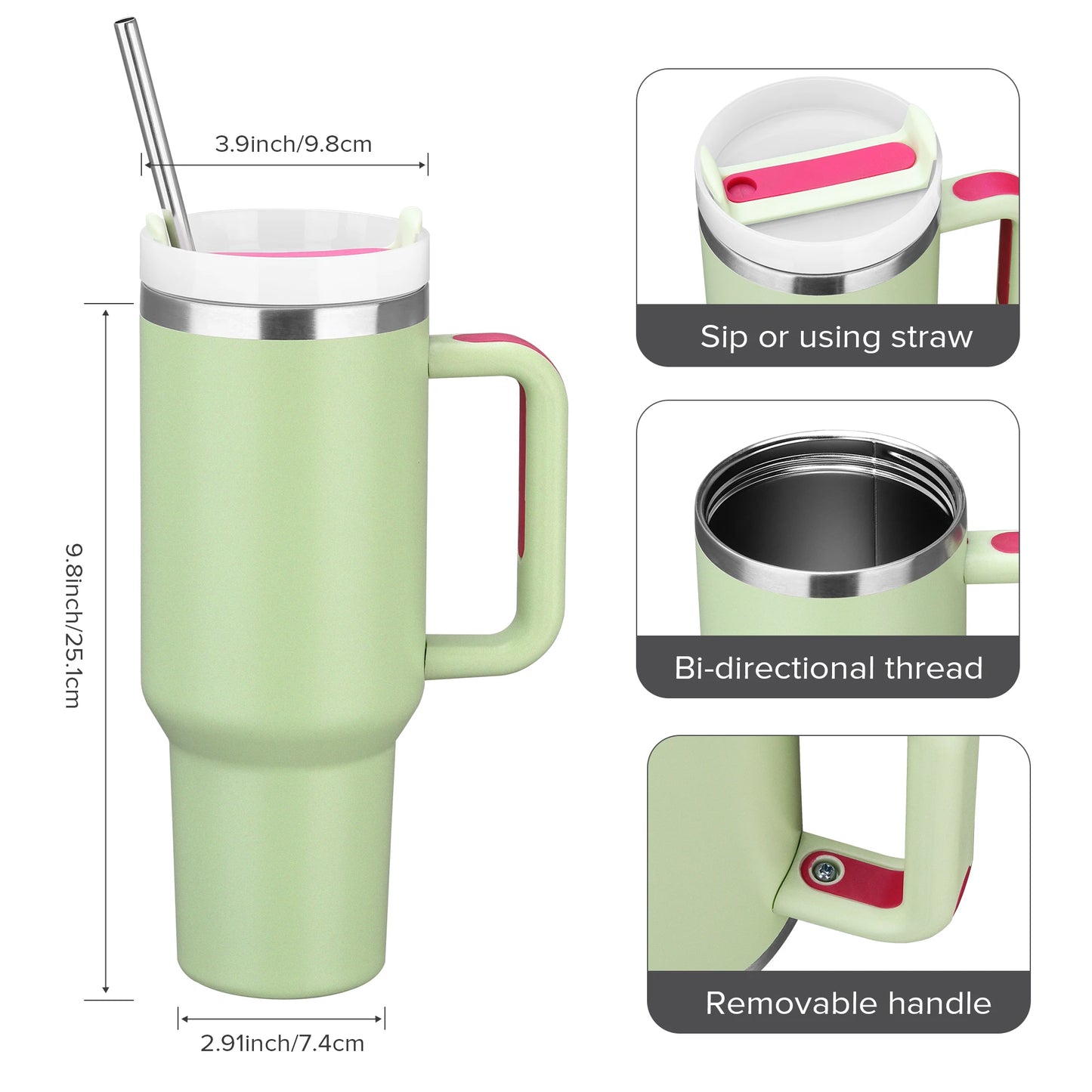 20 Pack 40 Oz Tumbler Stainless Steel Vacuum Insulation Keep Hot and Cold,Reusable Double Wall Travel Coffee Mug,Outdoor Travel