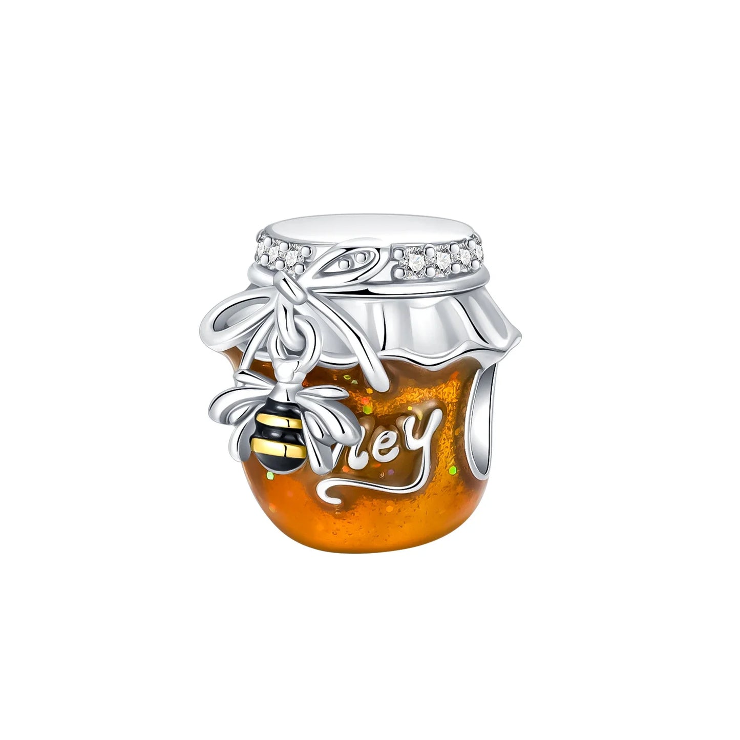 925 Sterling Silver Bee Honey jar Yellow series pandent Charm Fit Bracelet DIY Bead Ms Premium Jewelry Valentine's Birthday Gift