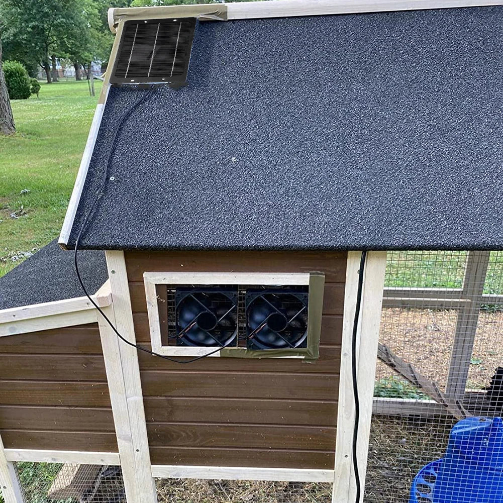 Solar Panel & 4.7inch Exhaust Fan 10W 12V Solar Powered Panel Kit Solar Panel Kitfor Roof Vent for Chicken Coop Shed Pet House