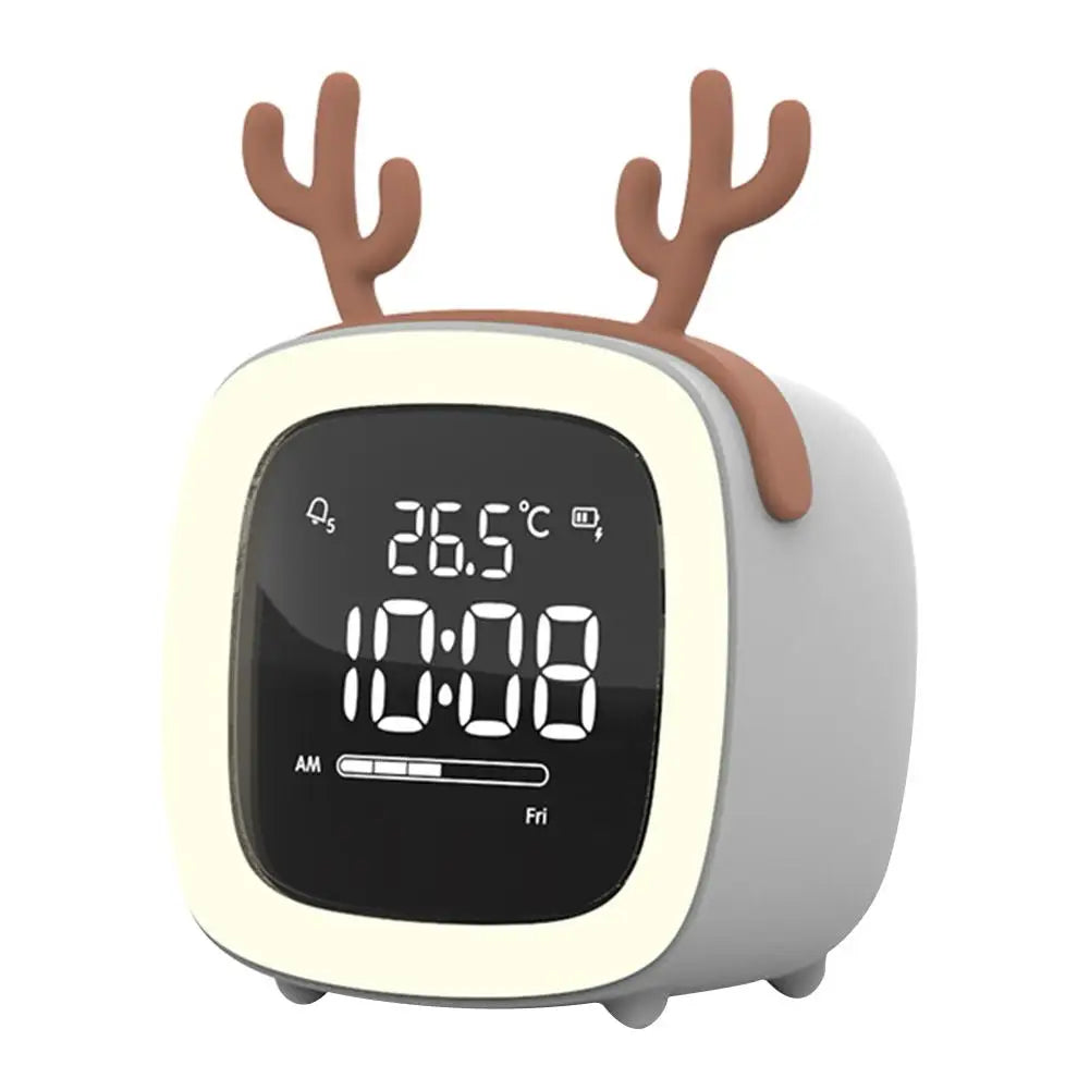 Cartoon Rabbit Deer Ear Alarm Clock Rechargeable Digital Display LED Nigh Light Table Clock Wall Clock Living Room LED Clock