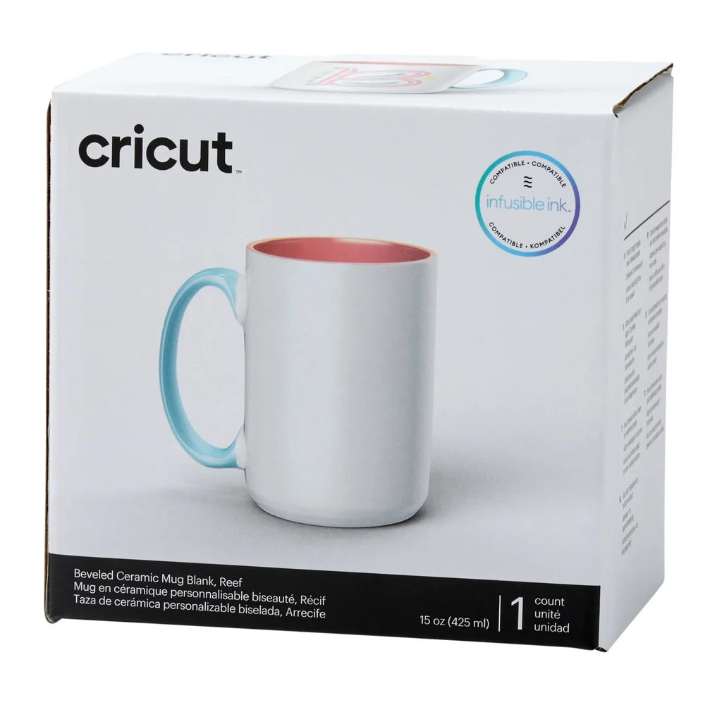 Beveled Ceramic Mug Blank Infusible Ink Compatible with Mug Press Straight Pressing Surface Dishwasher Safe Gift Box 15oz 1ct