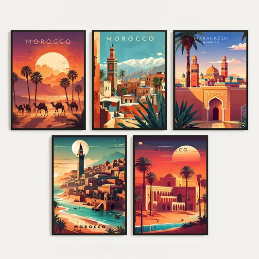 Morocco City Moroccan Desert Landscape Marrakech Travel Canvas Painting Posters and Prints Wall Art for Bedroom Home Decor