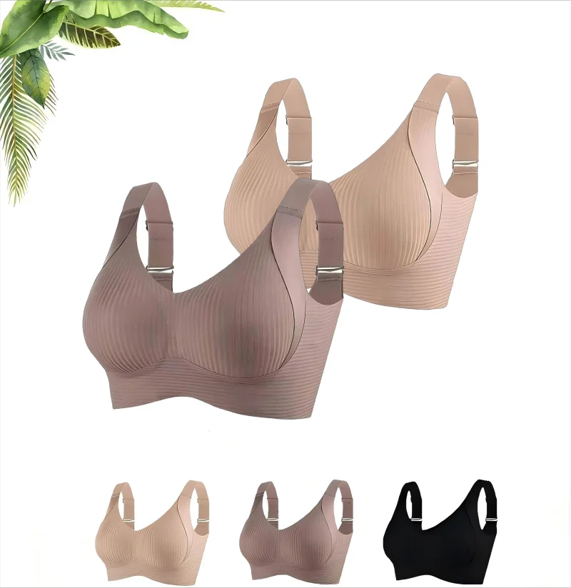 Wireless Bra for Women 2025 – No Underwire, Solid Color, 4-Row Hooks, Anti-Sag Support