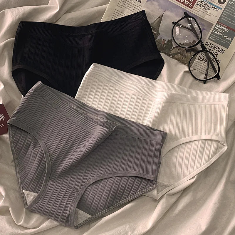 3PCS/Set Panties For Woman Underwear Solid Color Soft Cotton Briefs Girls Underpants