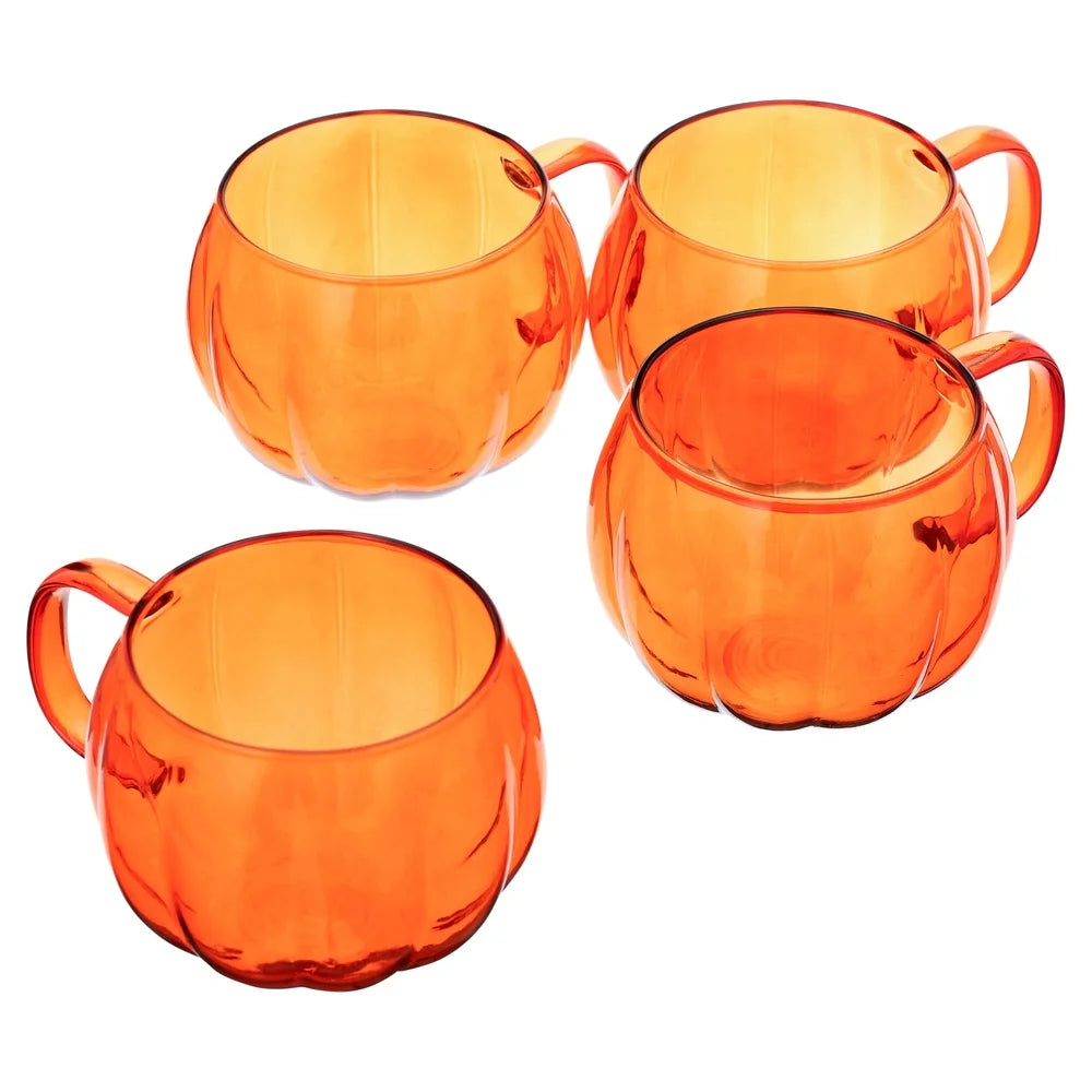 Pumpkin Shape Borosilicate Glass Mug Set 4 Pack