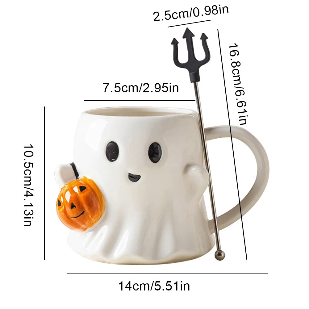 Halloween Ghost Coffee Mug Cute Cartoon Ghost Mug Ghost Shaped Mug Halloween Novelty Gift for Your Loved Ones