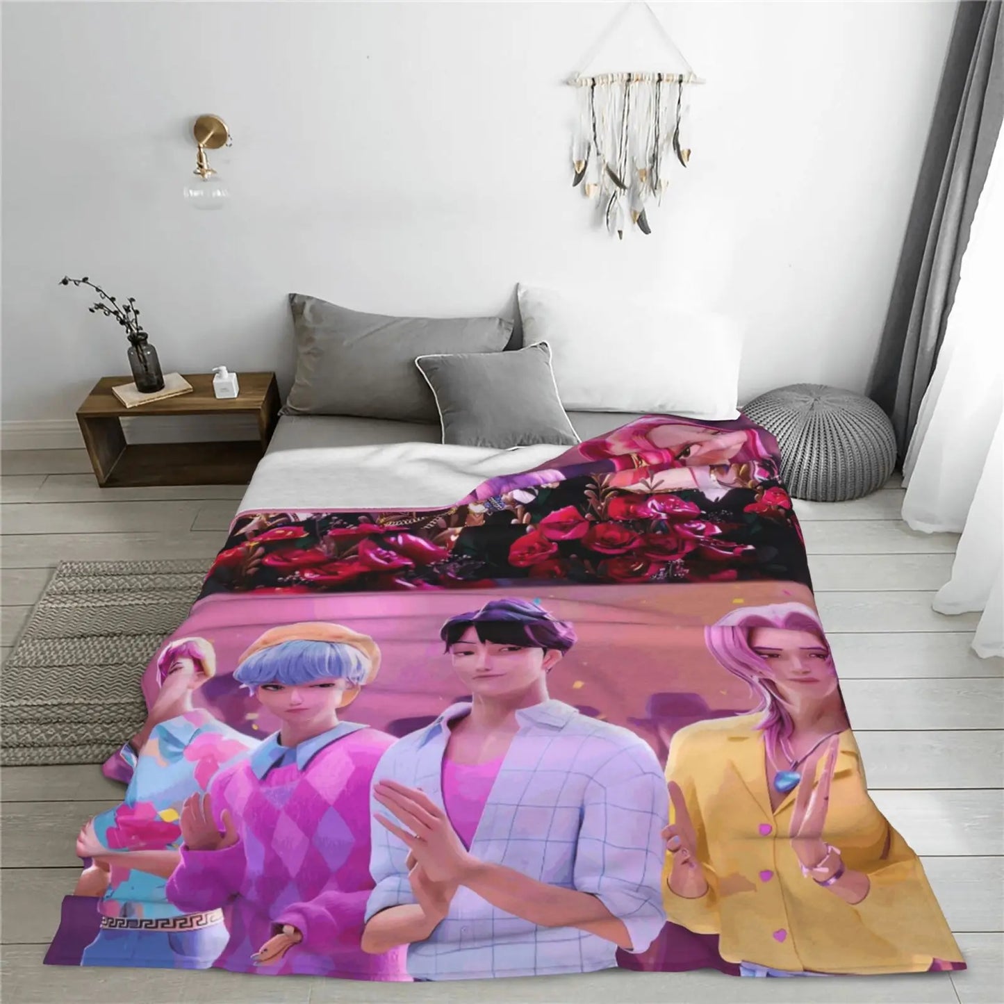 Funny Sajaboys & Huntrix Girls Cozy Super Soft Flannel Blanket