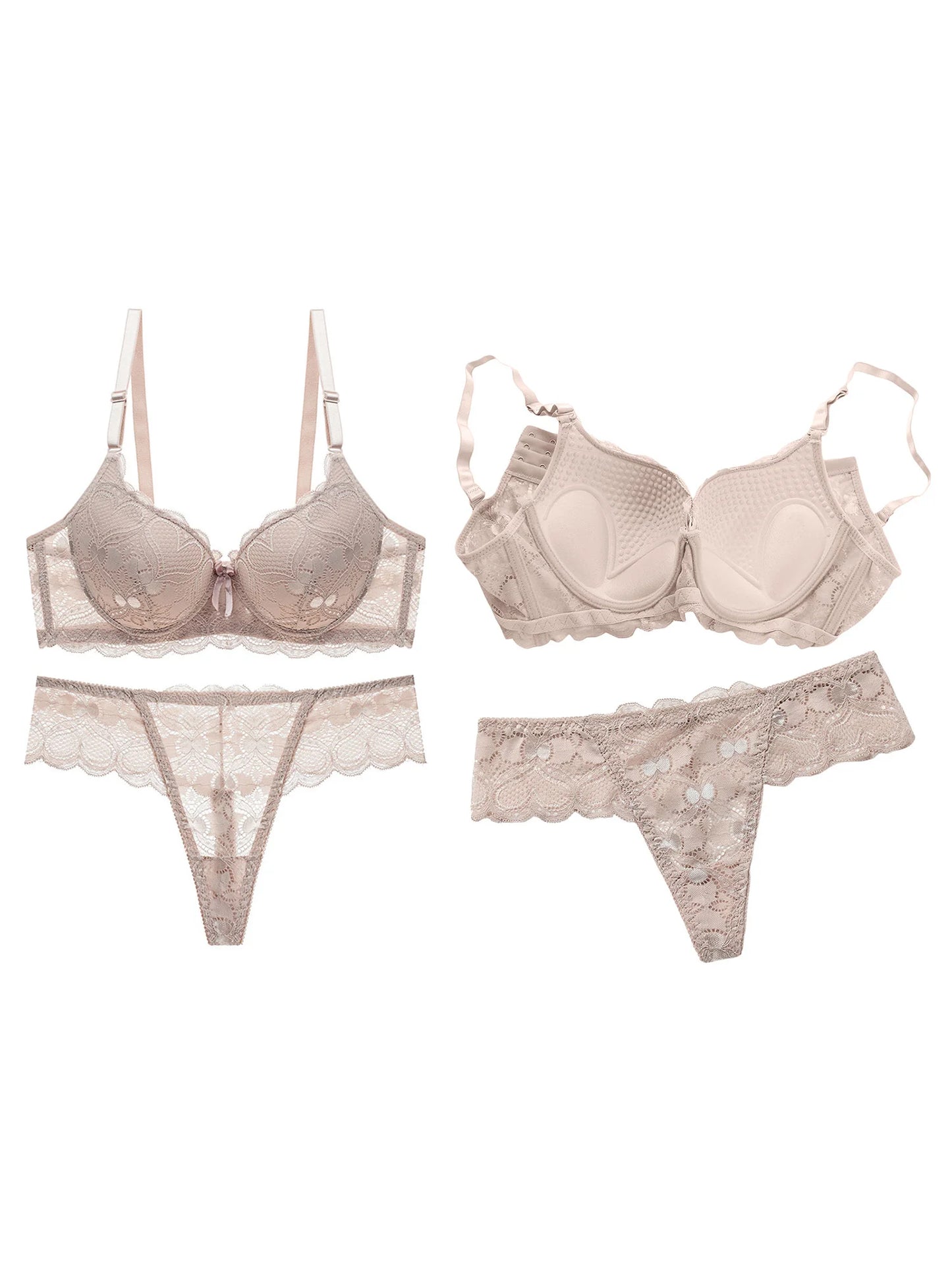 Women s Floral Lace Lingerie Set Sheer Mesh Seductive Babydoll Push up Bra and Panty 2 Pcs Set with Garter Belt